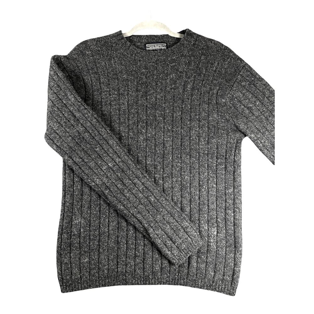 Newton Trading Co 100% Lambswool Gray Ribbed Crewneck Sweater Men's L
